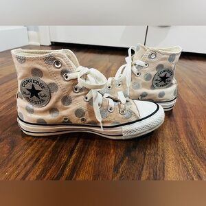 Converse Cream and Silver Glitter High-Top Sneakers